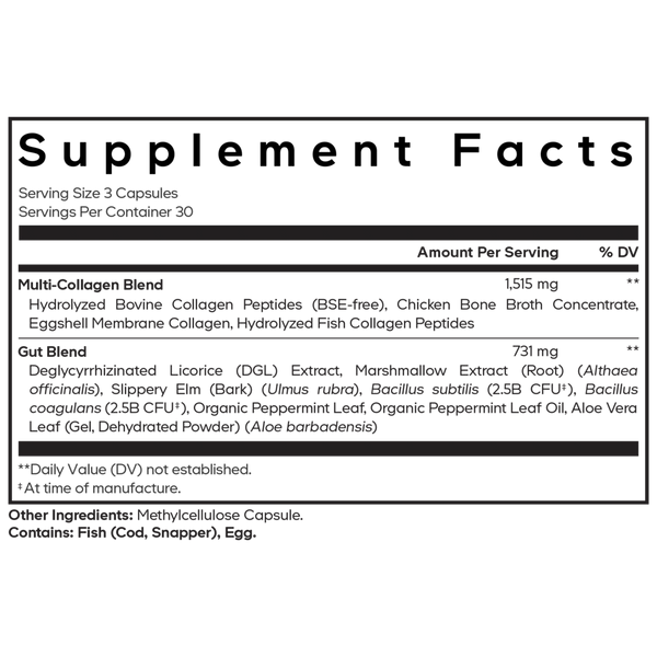 Multi Collagen + Gut Blend Supplement Facts Label