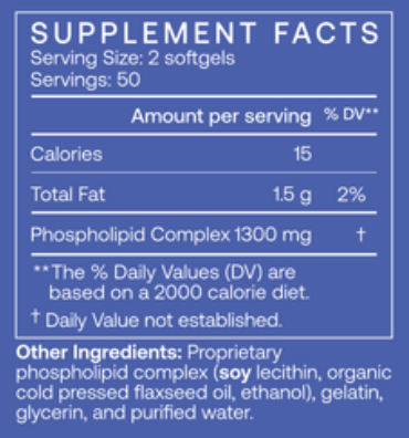 BodyBio PC Softgels Supplement Facts Label