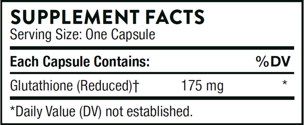 Glutathione-SR NSF Supplement Facts Label