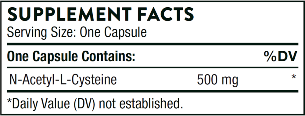 NAC Supplement Facts Label