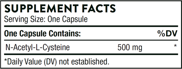 NAC Supplement Facts Label