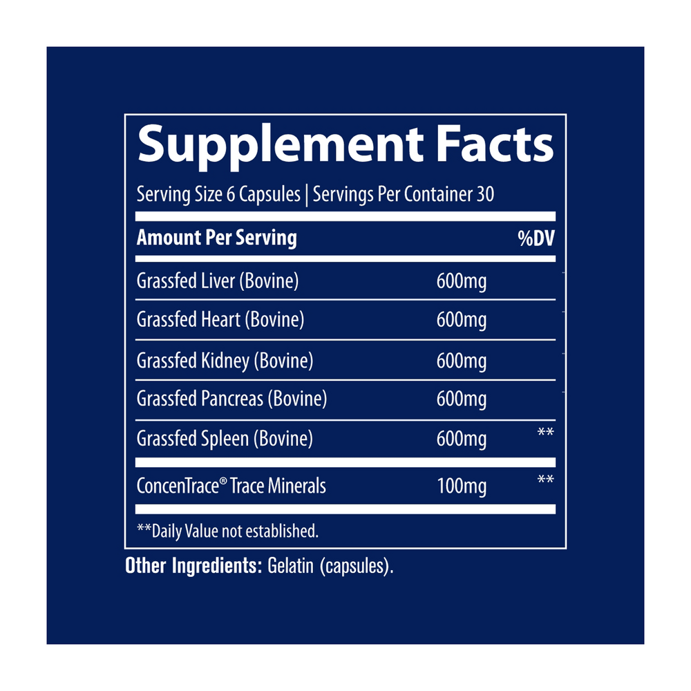 TMAncestral Beef Organs Supplement Facts Label