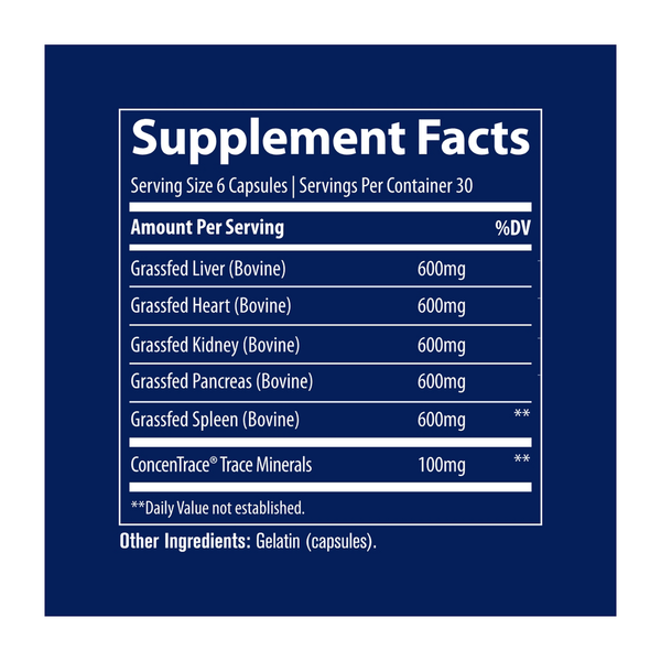 TMAncestral Beef Organs Supplement Facts Label