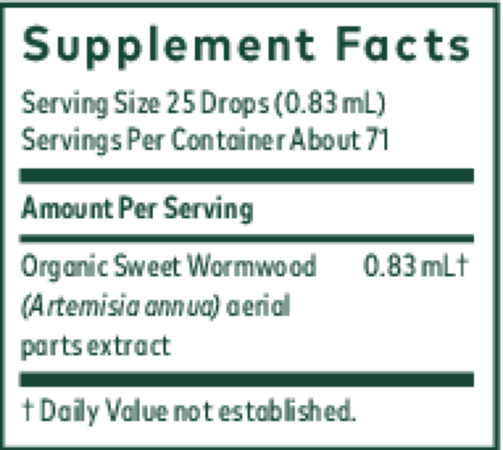 Organic Sweet Wormwood Supplement Facts Label