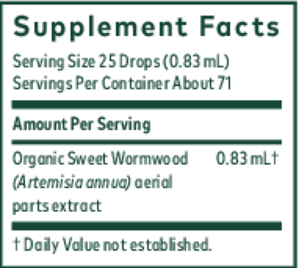 Organic Sweet Wormwood Supplement Facts Label