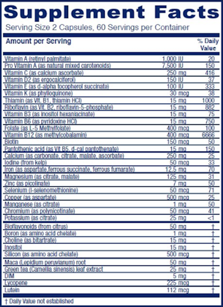 FemTeen Symmetry Supplement Facts Label