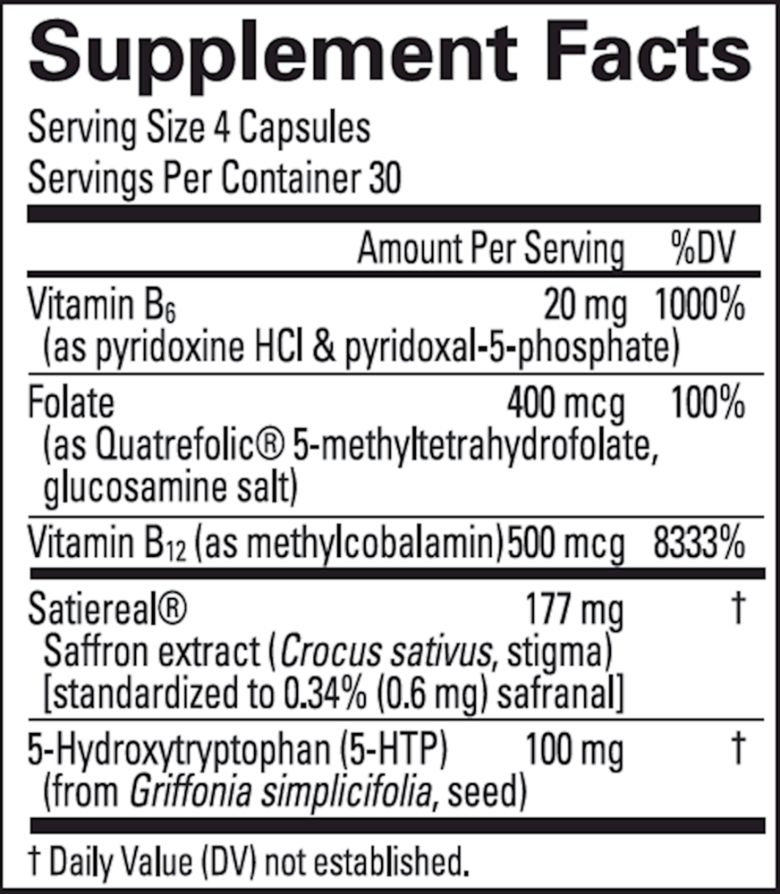 Serotonin Mood Support Supplement Facts Label