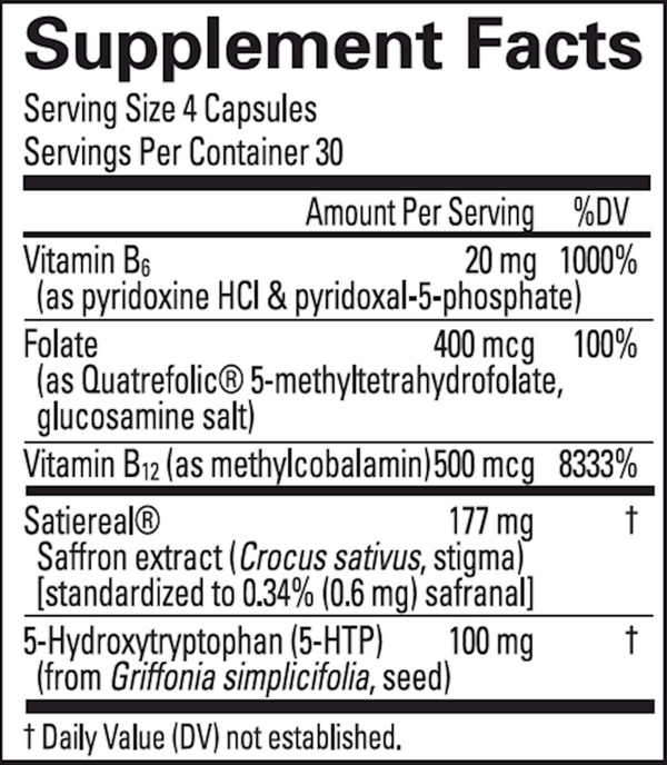 Serotonin Mood Support Supplement Facts Label
