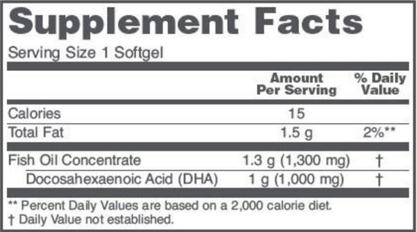 DHA 1000 mg Supplement Facts Label