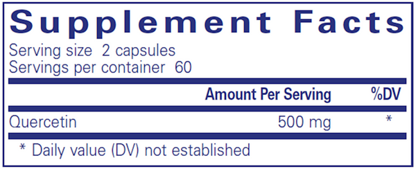 Quercetin 120 Count Supplement Facts Label