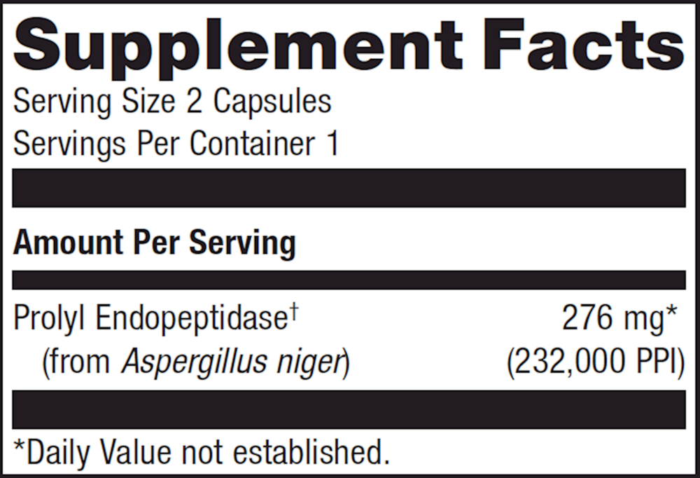 SpectraZyme Gluten Digest Supplement Facts Label