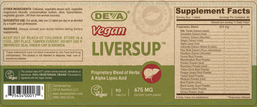 Vegan Liver Support 675mg Supplement Facts Label