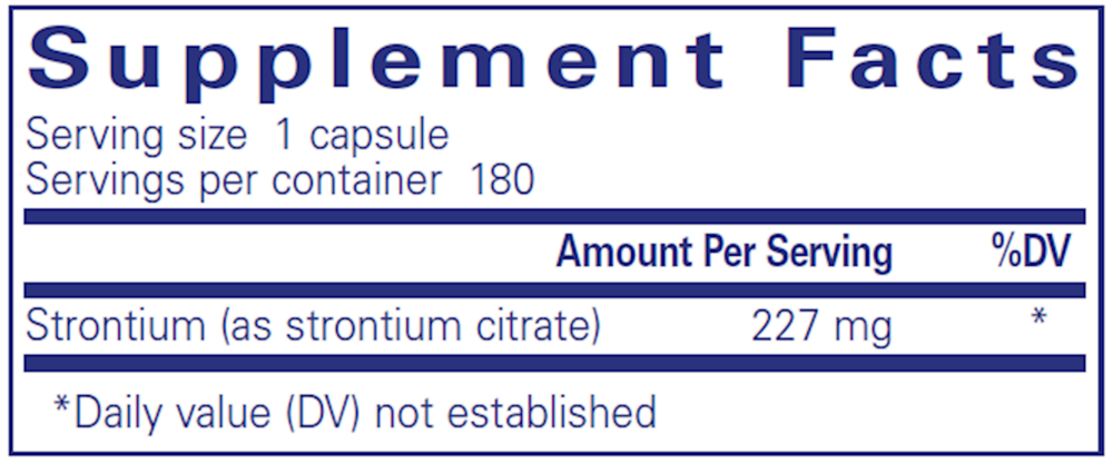 Strontium (Citrate) Supplement Facts Label