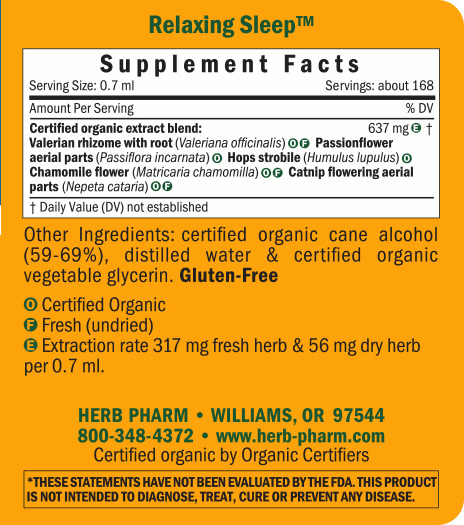 Relaxing Sleep Tonic Compound Supplement Facts Label