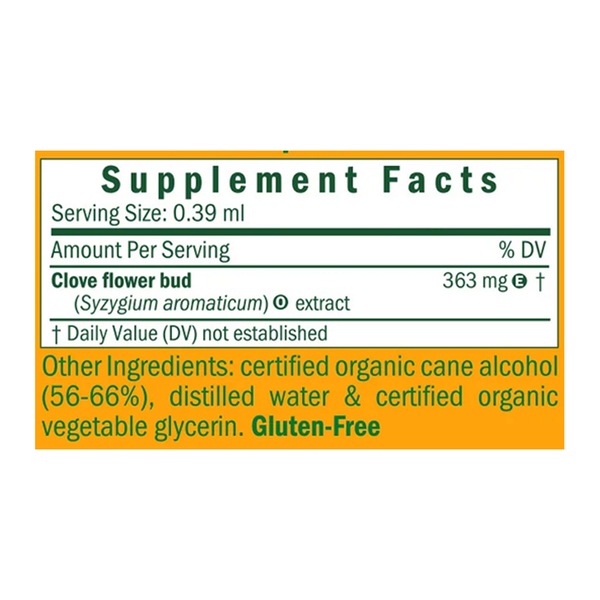 Clove/Syzygium aromaticum Supplement Facts Label