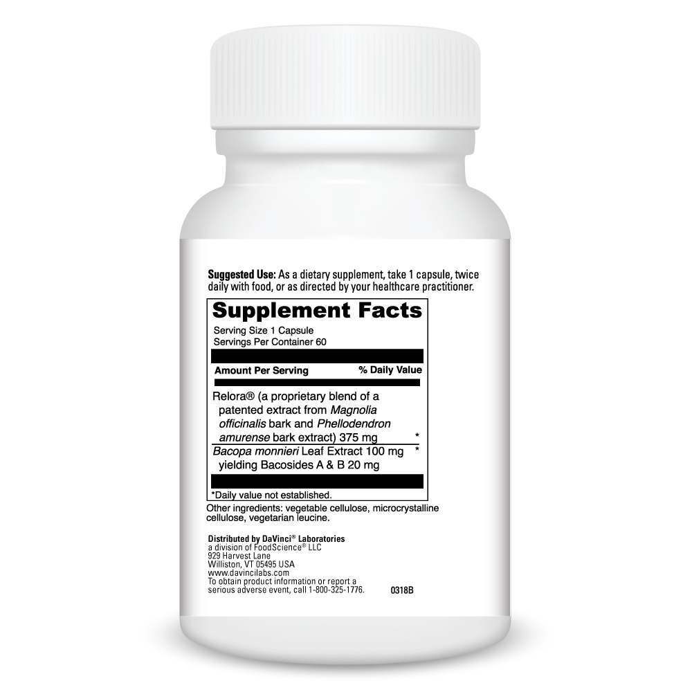Relora With Bacopa Supplement Facts Label