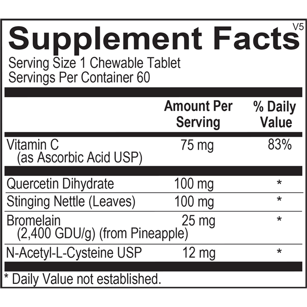 D-Hist Jr. Supplement Facts Label
