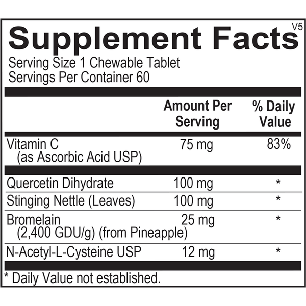 D-Hist Jr. Supplement Facts Label