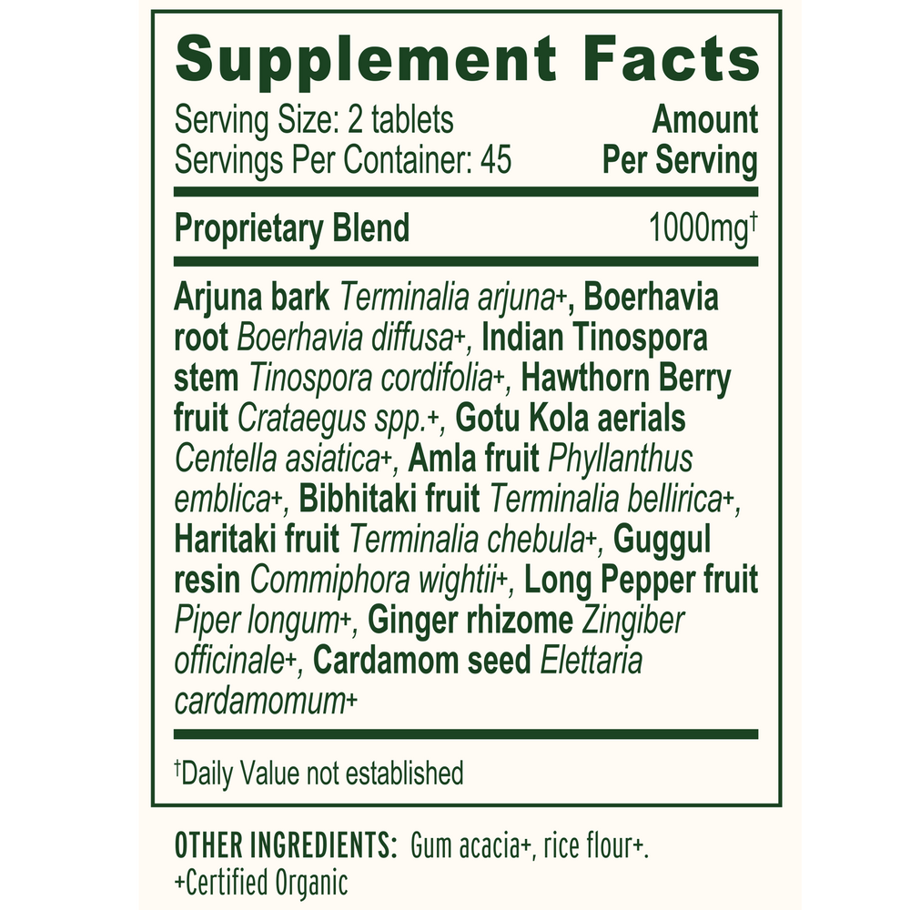 Heart Formula Supplement Facts Label