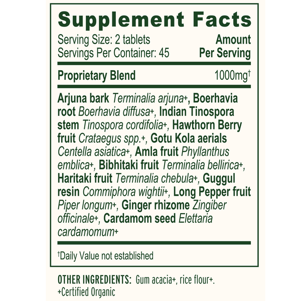 Heart Formula Supplement Facts Label