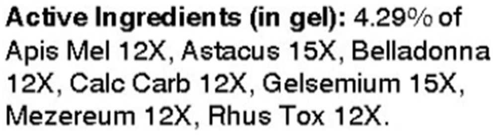 Cort Sym Gel (Anti-Itch) Supplement Facts Label