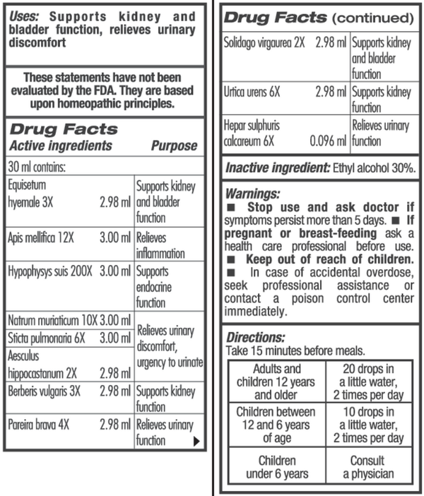 GUNA Kidney Supplement Facts Label