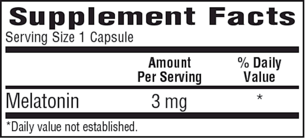 Melatonin 3 mg Supplement Facts Label