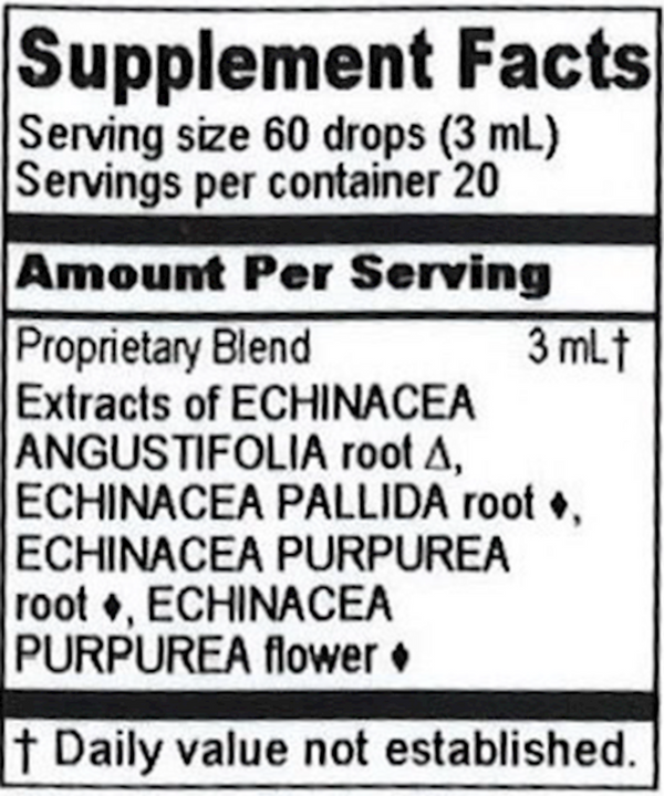 Ultimate Echinacea Supplement Facts Label