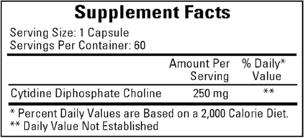 Cytidine Choline 250 mg Supplement Facts Label