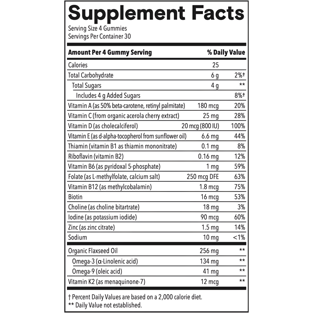 Kids Multi & Omegas Supplement Facts Label