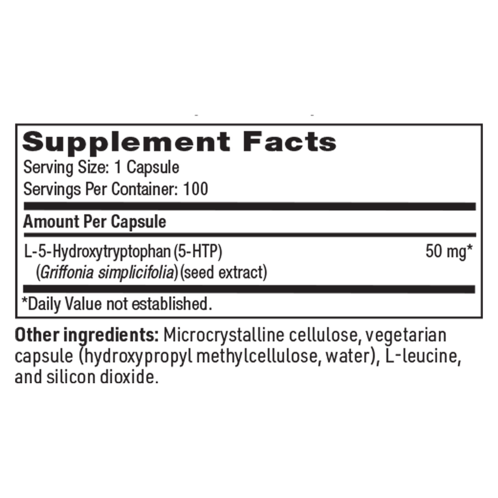 5-HTP 50 mg Supplement Facts Label