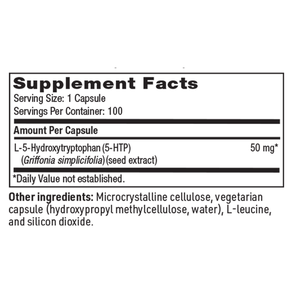 5-HTP 50 mg Supplement Facts Label