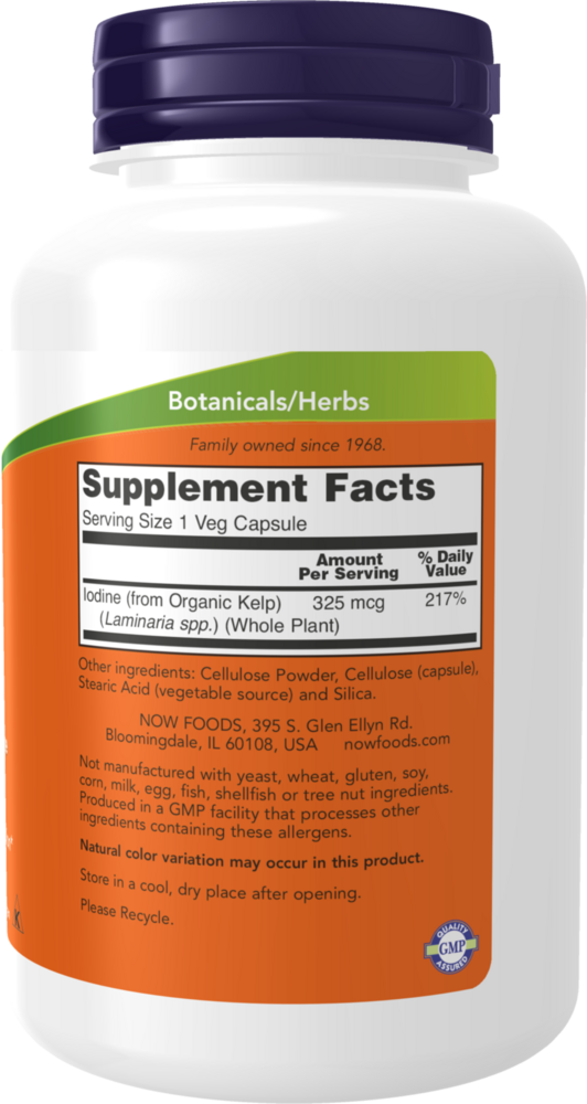 Kelp 325 mcg Supplement Facts Label