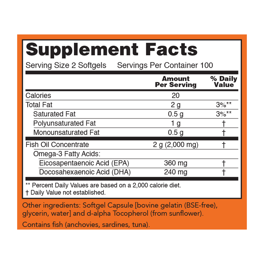 Omega-3 Supplement Facts Label
