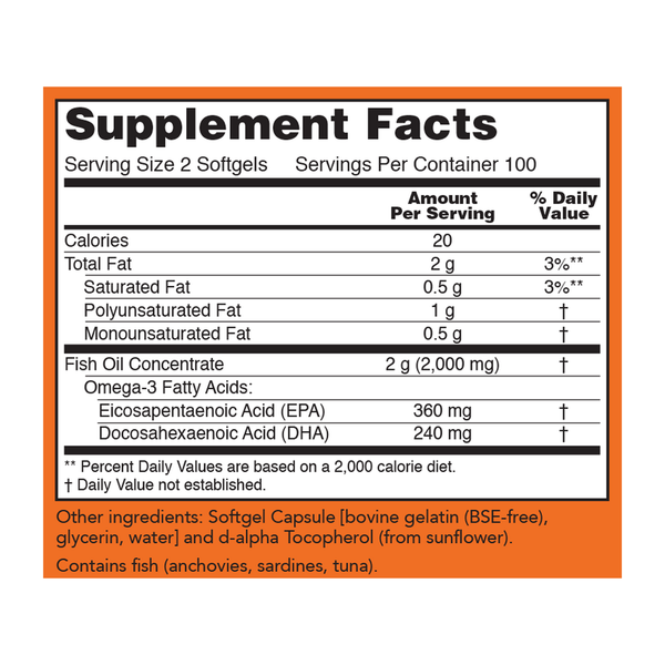Omega-3 Supplement Facts Label