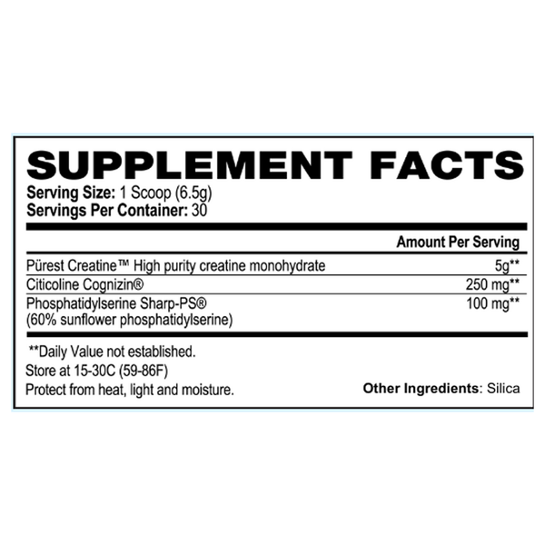 Creatine Well Supplement Facts Label