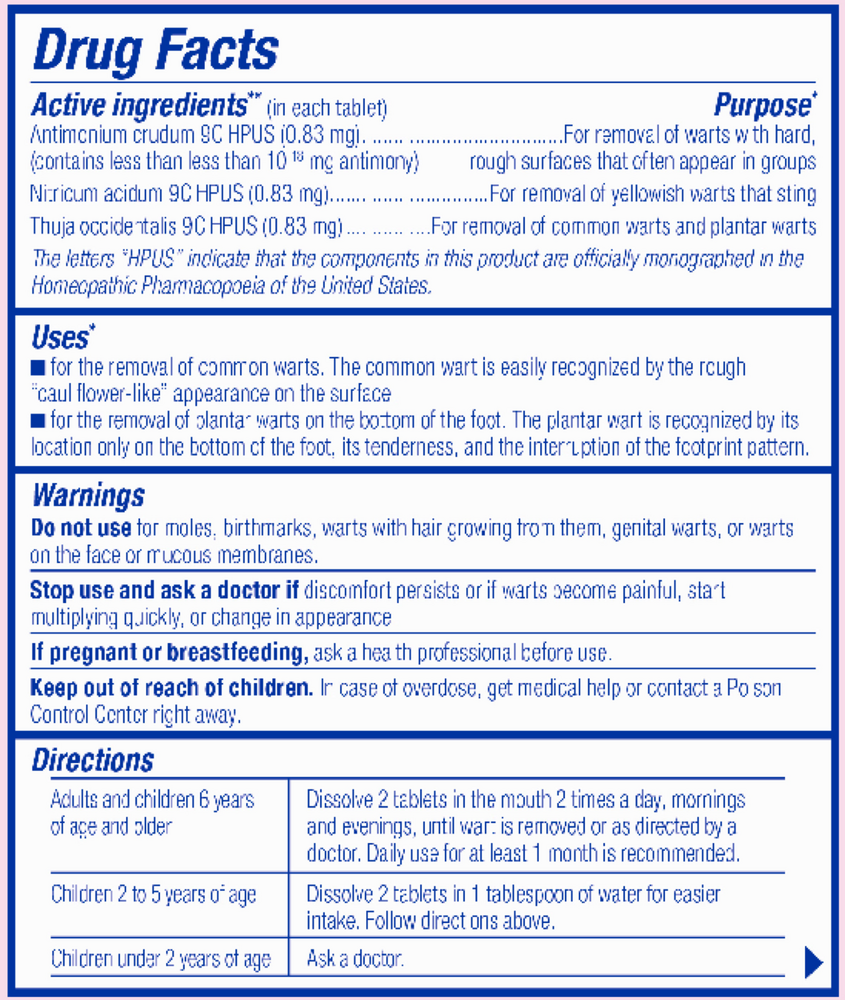 WartCalm Supplement Facts Label