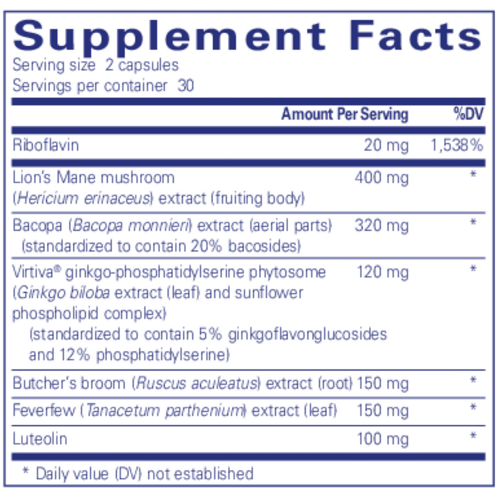 Brain Reset Supplement Facts Label