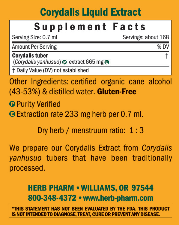 Corydalis Extract Supplement Facts Label