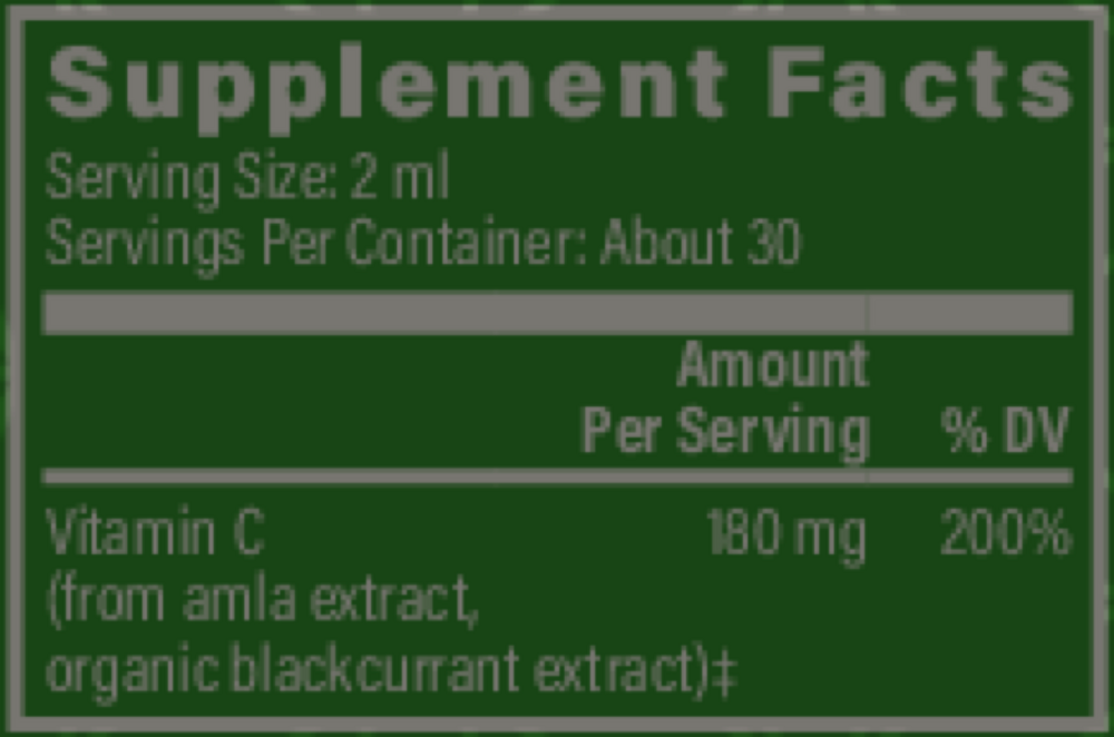 Plant-Based Vitamin C Supplement Facts Label