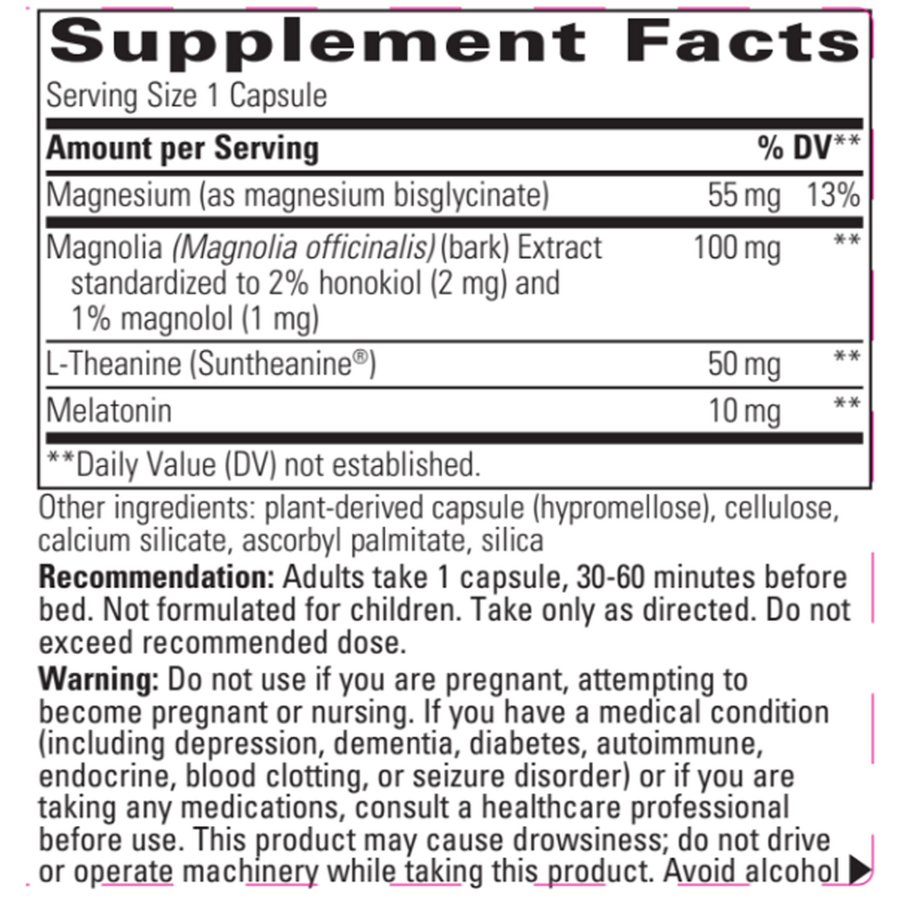 ProThrivers Wellness Sleep Supplement Facts Label