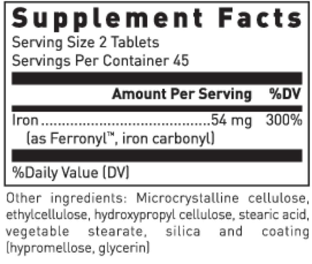 Timed Release Iron Supplement Facts Label