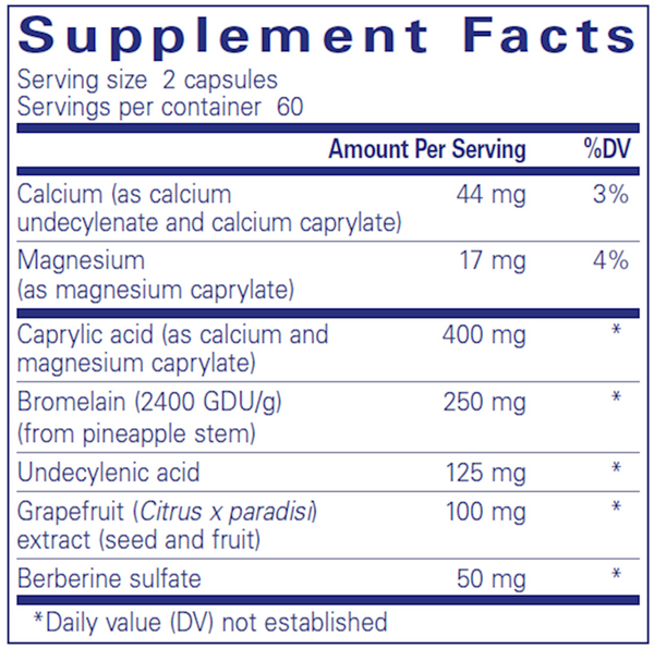 A.C. Formula II 120's Supplement Facts Label