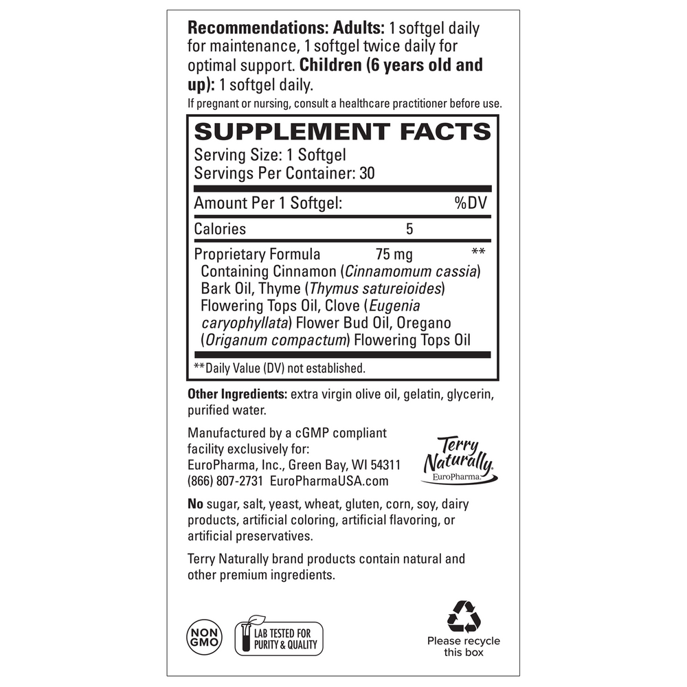 Bacteril Supplement Facts Label