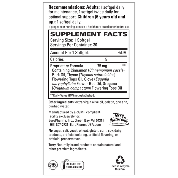 Bacteril Supplement Facts Label