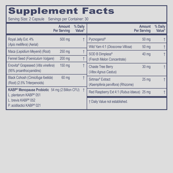 Slim P-Meno Supplement Facts Label