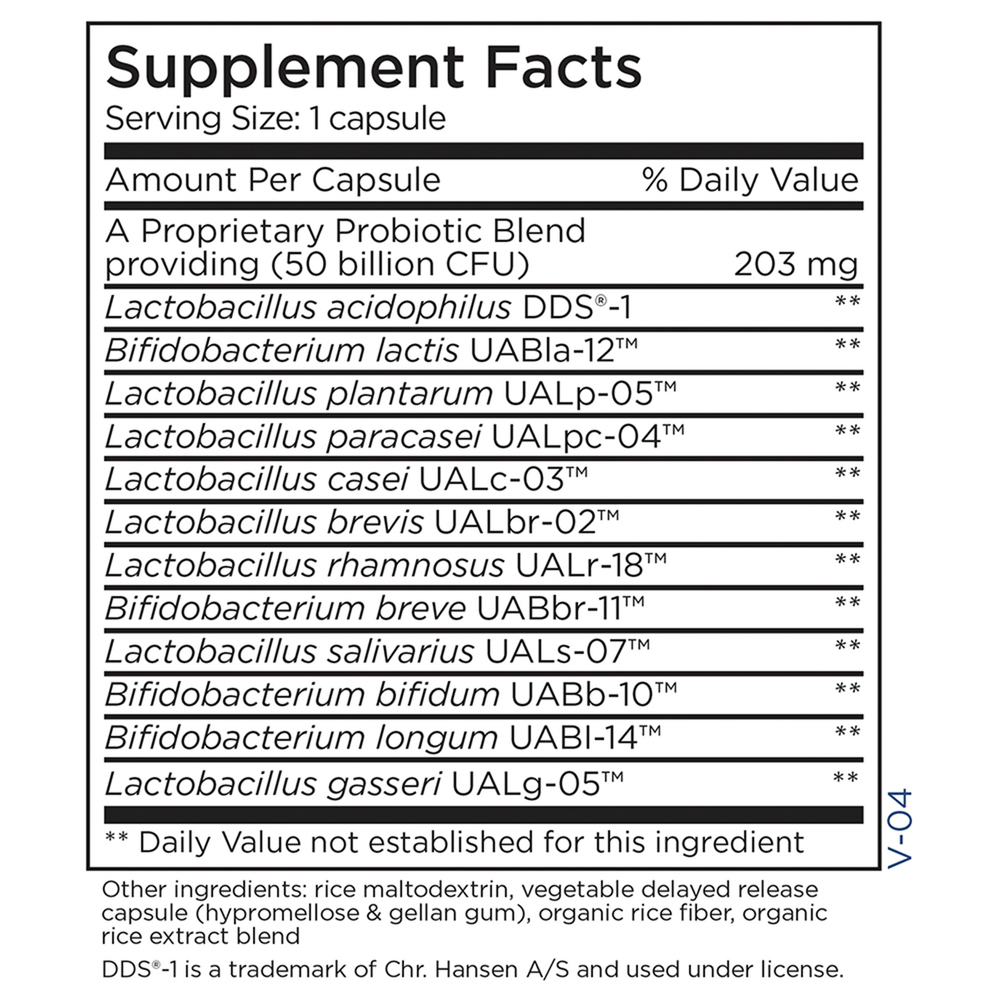 BioMaintenance Shelf Stable Supplement Facts Label