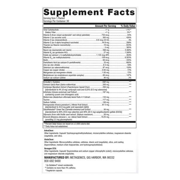 Clear Change Daily Essentials Supplement Facts Label