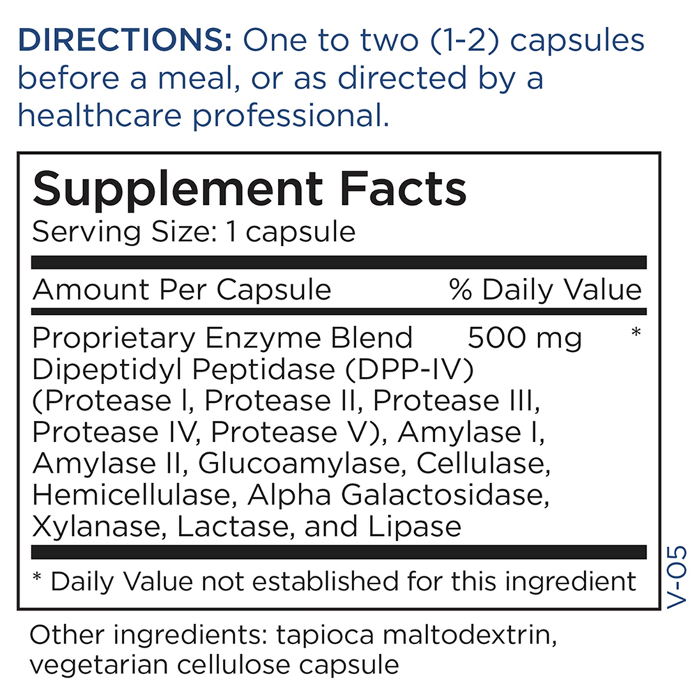 GluDaZyme™ Supplement Facts Label