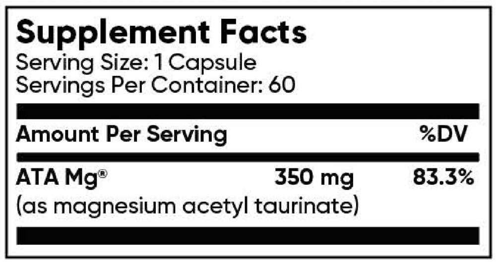 Magnesium Mind Supplement Facts Label